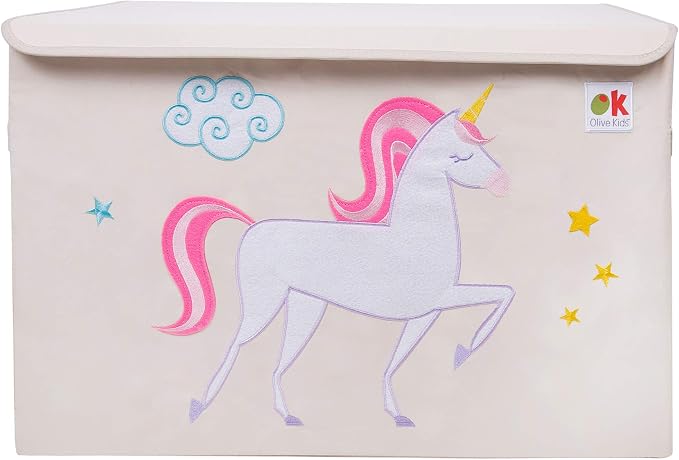 Wildkin Kids Fabric Toy Chest – Sturdy Storage Box w/Handle for Toys & Supplies - Unicorn