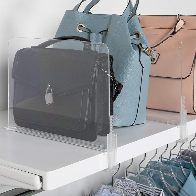 Richards Acrylic Closet Shelf Divider and Separator 6 Pack- Great for Storage and Organization in Bedroom, Bathroom, Kitchen and Office Shelves, Clear (9875300-3)