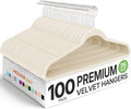 HOUSE DAY Premium Velvet Hangers 100 Pack, Non-Slip Clothes Hangers Ivory - Durable and Sturdy Felt Hanger, Velvet Hanger for Coat, Pants & Dress Slim Space Saving for Closet Organizer