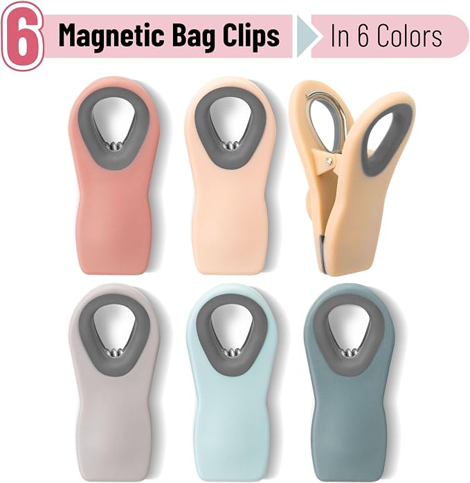 Mr. Pen- Magnetic Chip Clips, 6 Pack | Airtight Seal Reusable Bag Closers for Food Storage, Snacks, Bread & Kitchen Organization
