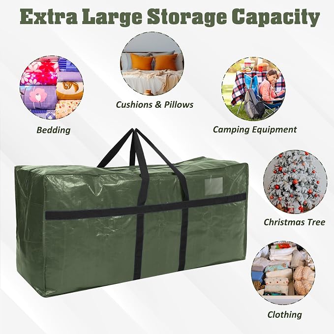 4 Pcs 194 Gallon Extra Large Moving Bags Heavy Duty Storage Bag with Strong Zipper Handle Foldable XXL Jumbo Storage Tote Packing Moving Box for College Dorm Travel Cloth Duffle (Green)