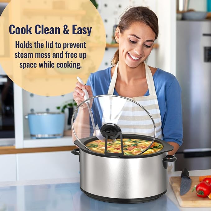 NiHome 2-Pack Slow Cooker Lid Holder Fit for Crockpot for Hands-Free Cooking, Fits Various Lid Sizes, Stable and Non-Slip Design, Prevents Water Stains on Countertops, Easy to Use, Space-Saving (2PCS)