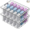 Socks Bra Underwear Drawer Organizer for Closet, 2 PCS Plastic Storage Box with 15 Removable Compartments and Lid, Clear Dresser Drawer Organizer Storage Container with Dividers for Sock Ties Belts
