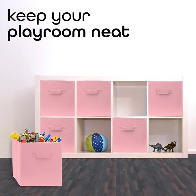 11x11 Cube Storage Bins - 2 Pack - 11 Inch Cube Storage Bin for Bedroom, Living Room, Clothes and Toys; 2 Handles, Foldable Cubby Organizer Bin