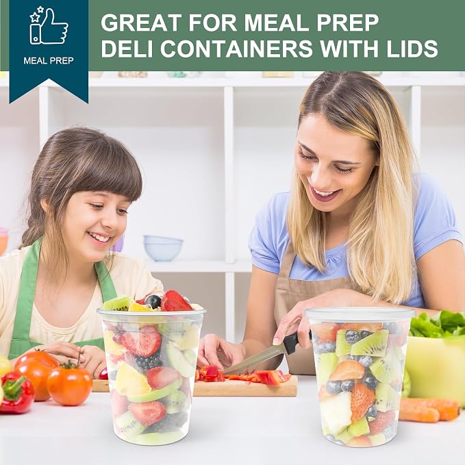 vivigu Deli Containers with Lids 32 oz [24 Set] - Soup Containers with Lids Freezer Safe, Plastic Food Storage Containers for Meal Prep, BPA Free | Portion Control | Leakproof | Microwave…