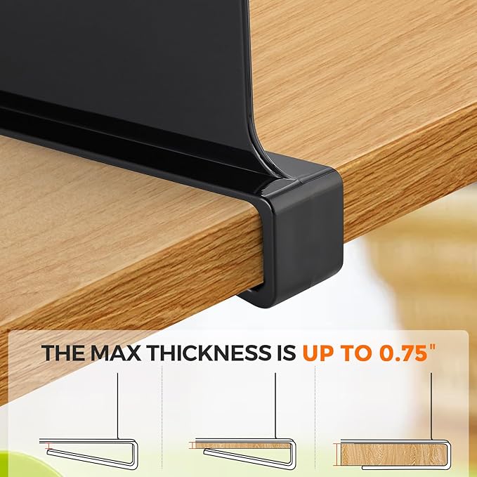 Matte Black Acrylic Shelf Dividers for Closets Organizer & Storage,2 Pack | Adjustable Vertical Wood Shelf Closet Separators, Keep Clean, for Clothes,Book,Bags, in Bedroom and Kitchen
