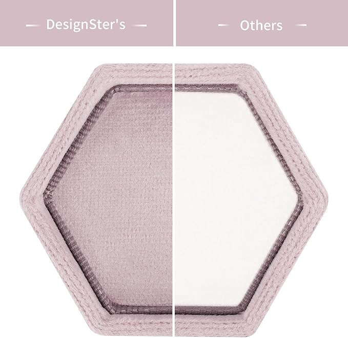 DesignSter Hexagon Velvet Ring Box - Premium Gorgeous Vintage Double Ring Display Holder with Detachable Lid for Proposal, Engagement, Wedding, Ceremony(Vintage purple)