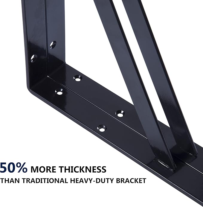 NEODROP 12-Pack 18 Inch Heavy Duty Shelf Brackets, Thicken Wall Bracket for Garage Floating Storage Shelves, Black Powder-Coated Steel