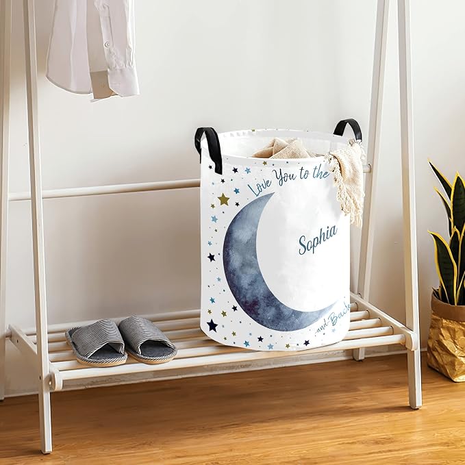 Love You to the Moon and Back Laundry Basket Hamper Large Storage Bin with Handles for Gift Baskets, Bedroom, Clothes