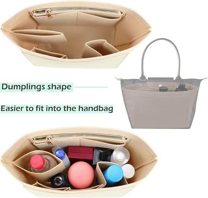 Lckaey Purse Organizer Insert for Longchamp Le Pliage Neo Handbags Insert Organizer 1012BEIGE-S