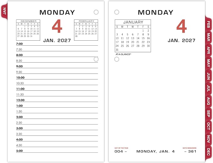 AT-A-GLANCE 2027 Desk Calendar Refill, Daily Desk Pad Refill, 3.5" x 6", Standard, Loose-Leaf (E0175027)