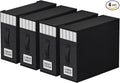 StorageTastic 4 Pack Bed Sheet Closet Organizers and Storage,Sturdy Foldable Storage Containers with Window and Label,Storage and Organization for Bedding Sheets,Duvet Covers,Blankets (Black)