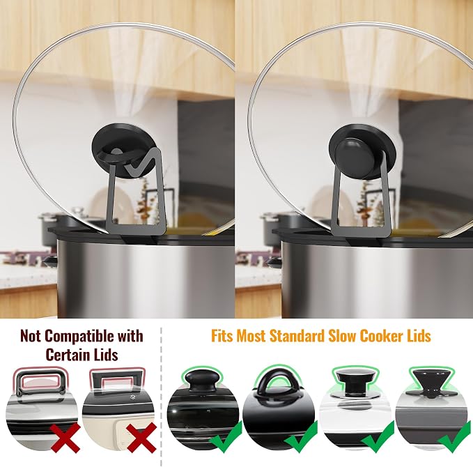 NiHome Slow Cooker Lid Holder Fit for Crockpot for Hands-Free Cooking, Fits Various Lid Sizes, Stable and Non-Slip Design, Prevents Water Stains on Countertops, Easy to Use, Space-Saving Storage