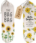 2Pcs Sunflower Plastic Bag Holder for Kitchen Essentials, Reusable Hanging Grocery Bag Organizer, Sunflower Gifts for Women, Washable Large Grocery Trash Bags Storage Dispenser