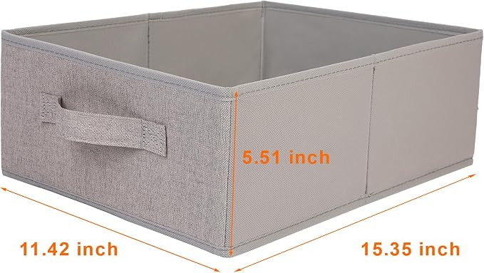 JAKAGO Fabric Storage Bins set of 4 Rectangle Storage Baskets with Handle Foldable Closet Organizer for Clothes Towel bedding Books Collapsible Clothing Container for Shelves Bedroom(Gray Low)