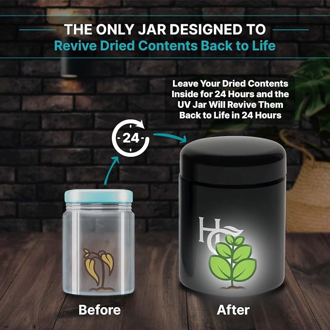 Herb Guard - Half Oz Airtight Jar and Smell Proof Containers (250 ml) Comes with Humidity Pack to Keep Goods Fresh for Months