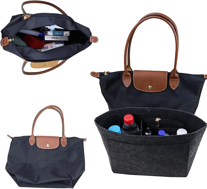 Lckaey Purse Organizer Insert for le pliage small Handbags Insert Organizer1012grey-s