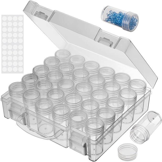 Bead Organizer, Bead Containers, 30 Grids Diamond Painting Storage Containers Clear Bead Organization Diamond Painting Accessories Small Storage Container for Beads Seeds Glitter Rhinestones (1 Pack)