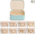 VLANDO Jewelry Travel Organizer with 8 Velvet Jewelry Bags Travel Jewelry Storage Box Jewelry Case for Necklace Rings Earrings Trendy Christmas Birthday Graduate Gifts for Women-Lake Blue