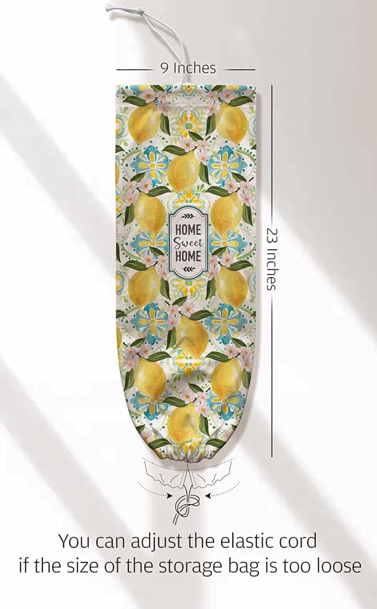 Lemon Grocery Bag Holder Organizer Storage for Plastic Bags Lemon Decor 23" x 9"