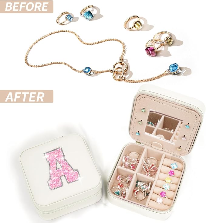 Uygafly Gifts for Teen Girl Trendy Stuff,Birthday Gift for 5 6 7 8 9 10 11 12 13 14 15 Year Old Girls,Cute Travel Jewelry Case Small Box | Cream,A