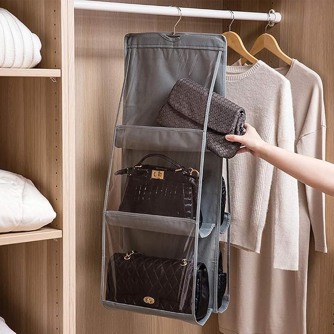 DIOMMELL Purses Hanger Hanging Handbag Organizer Bags Storage Holder for Closet with 6 Larger Pockets