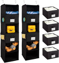 BrilliantJo 2 Pack 6 Shelves Hanging Closet Organizer with 2 Drawer, Hanging Storage with 4 Side Pockets for Clothes Shoes, 43.5"x12"x12"(Black)