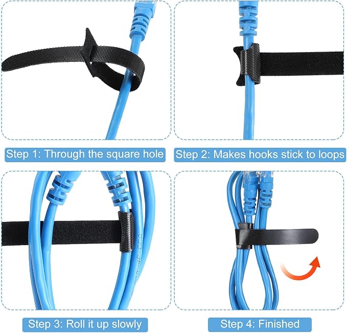 MVYC 150PCS 8 Inch Reusable Cable Ties Wire Ties Cord Organizer Cable Organizer Adjustable Cable Management Black