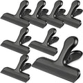 Funfery Stainless Steel Black Chip Clips 3" Bag Clips for Kitchen Storage,Food,Snacks,8 Pack Large Metal Clip for Food Packages,Chips,Paper and Home&Office