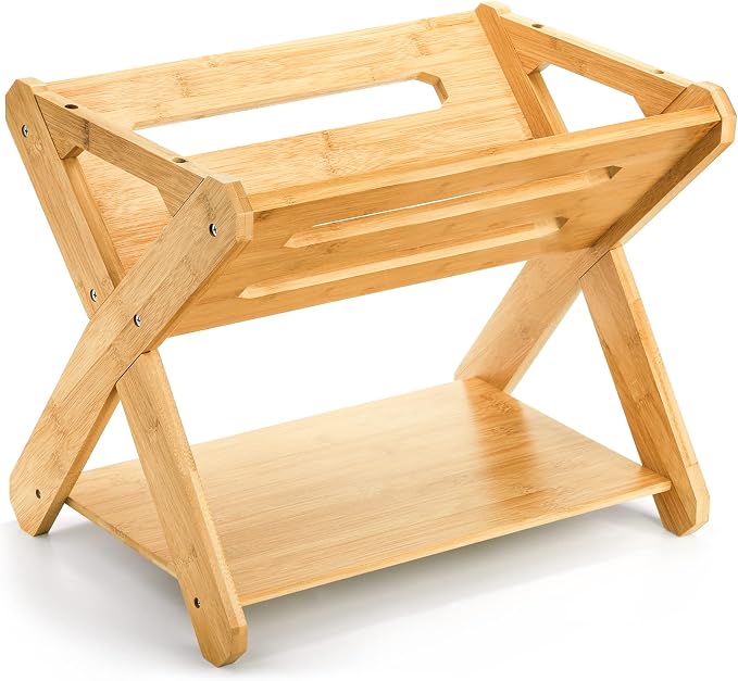 Okllen Kids' Book Caddy with Shelf, Bamboo Bookcase Book Storage Organizer, Book Rack Book Shelf Organizer for Bedroom, Playroom, Nursery, Sturdy, Including Installation Instruction