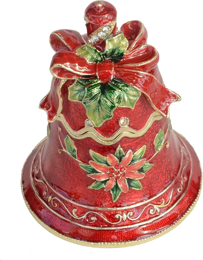 Christmas Ornament Trinket Box Jewelry Box Hand Painted Decorative Box with Hinged Lid Ring Earring Holder Holiday Figurine Collectible