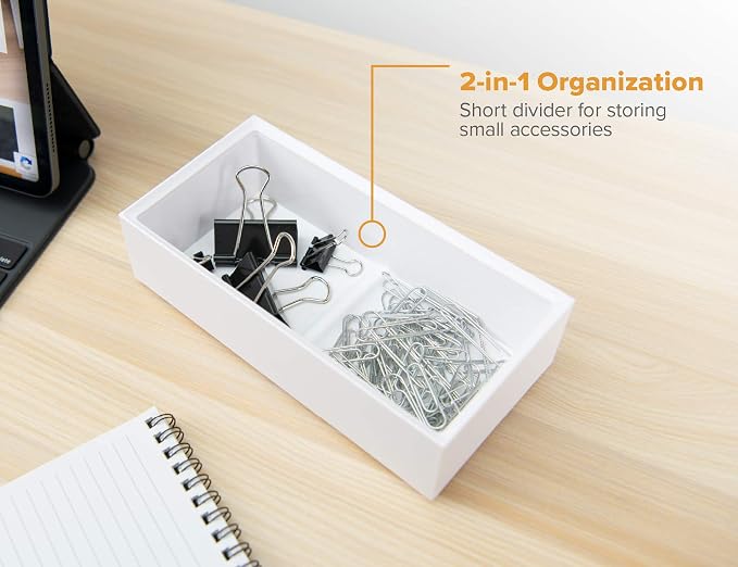 Bostitch Office Konnect Desk Organizer Accessory Tray, Wide, Stacks for Desktop Storage, White (Pack of 6)