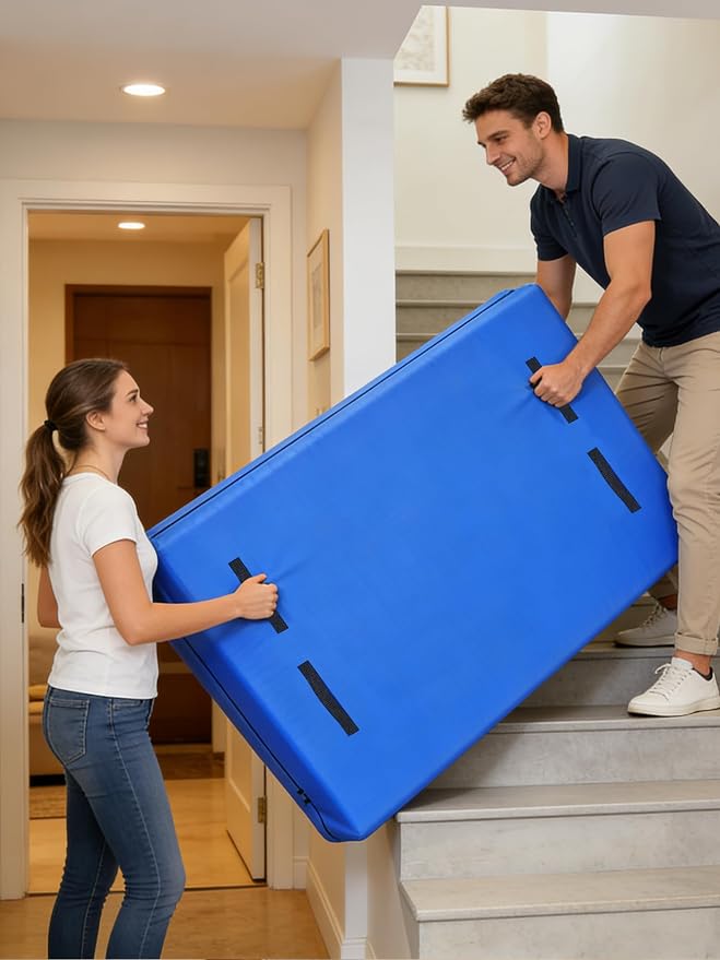 WTREE Double Shield Mattress Bag for Moving and Storage, 8 Reinforced Handles Mattress Cover with Internal Clear Mattress Protector, 170GSM Heavy Duty Tarp Mattress Mover Tool, Full(Pack of 2)