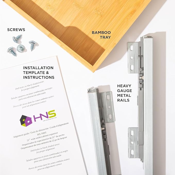 HOLDN’ STORAGE Bamboo Wooden Pull out Cabinet Organizer 22"W x 21"D Requires At Least a 23.25"W x 21"D Cabinet Opening W/Lifetime Limited Warranty, Bamboo Tray and Heavy Gauge Metal Rails