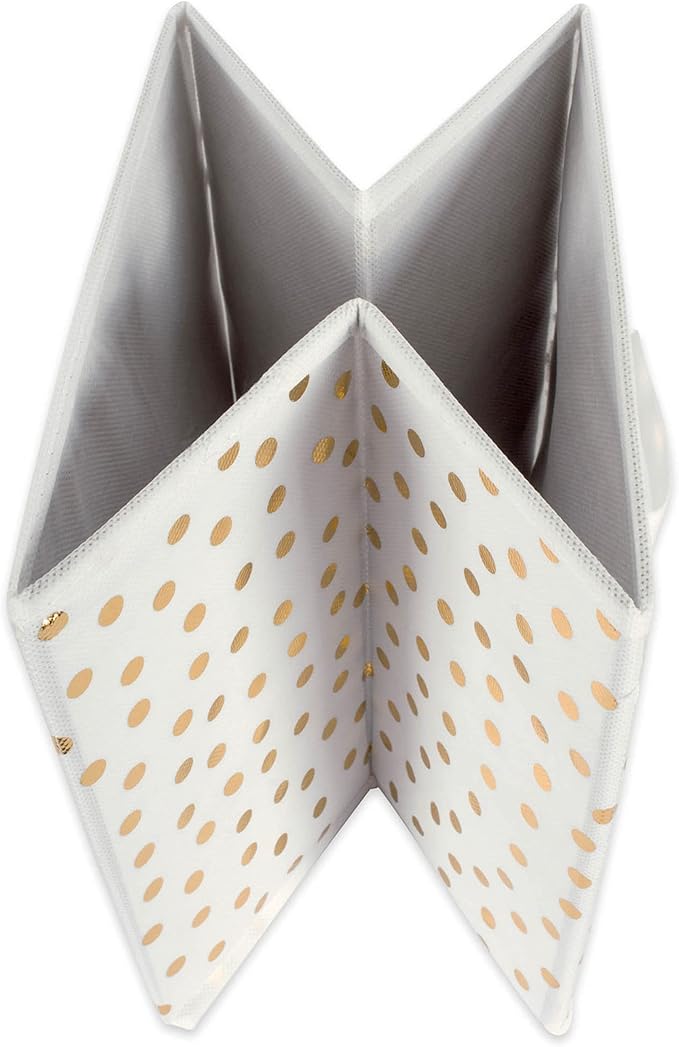 DII Non Woven Polyester Storage Bin, Polka Dot, White & Gold, Small Set of 4 (Pack of 6)