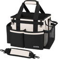 SCAVATA Compact Wearable Cleaning Caddy, Small Cleaning Supplies Organizer with Handle & Shoulder Straps for Housekeepers, under Sink & Car Cleaning Tool Organizers Bag, Cream White