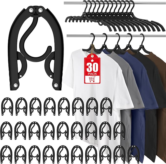30Pcs Foldable Travel Hangers Cruise Essentials Travel Essential Phone Size | Portable Plastic Cruise Ship Essentials Cruises Must Haves 2026 for Suitcase Camping Flying Airplane RV Europe Vacation