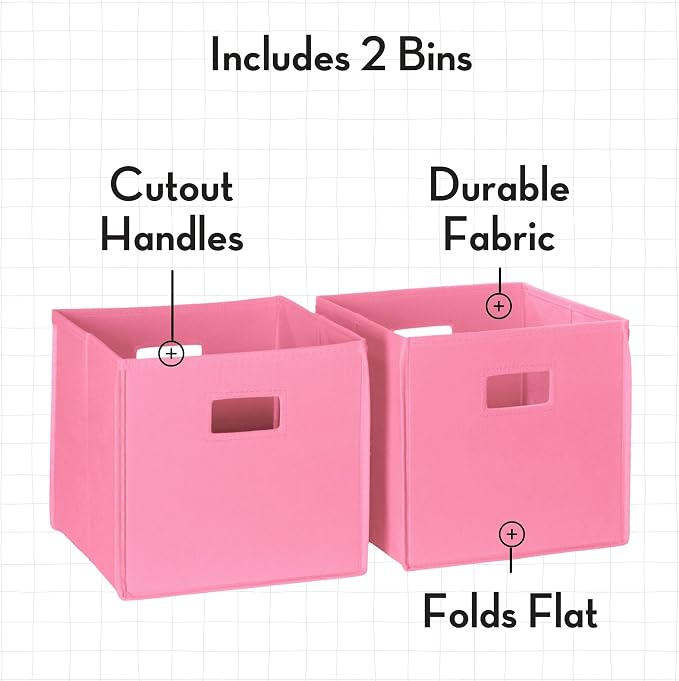 RiverRidge Folding Storage Bins with Handles Pink Cube Storage Organizer for Closet, Bedroom & Playroom - Closet Organizers and Storage Set of 2