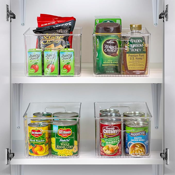 Sorbus Large Clear Plastic Storage Bins for Shelves, Clothes, with Handle - Clear Storage Bins, Drawer, Shelf, Closet, Pantry, Fridge, Freezer Organizer Bins, Closet Organizers and Storage (2 pack)