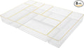 Martha Stewart Kerry Plastic Stackable Office Desk Drawer Organizers, Set of 8, with Gold Trim