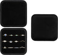 Velvet Jewelry Box Organizer | Ring Holder Case | Jewelry Small Travel Jewelry Storage | Portable Ring Earring Tray Organizer (Black)