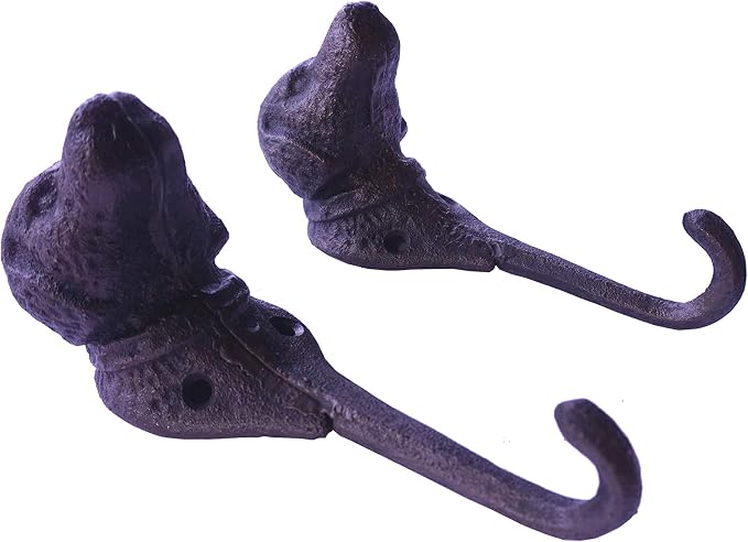 Lulu Decor Cast Iron Dog Face Wall Hooks – Set of 4 Decorative Hooks, Heavy-Duty Wall-Mounted Coat & Key Hooks, Ready to Hang