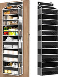 Mefirt 6 Tiers Over The Door Organizer, Heavy Duty Hanging Organizer Storage with Large Capacity Pockets, Behind Door Storage Hanging Shelves for Closet Wall Bathroom Bedroom Nursery Pantry, 1 Black