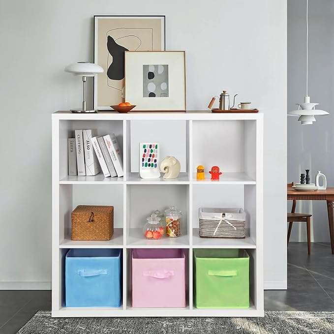 Fabric Storage Bins - 6 Pack Collapsible Cube Organizer for Closet, Shelves & Living Space, Pastel & Dark Color Options - Foldable Storage Boxes with Handles for Clothes (Pastel Colors, 11 inch)