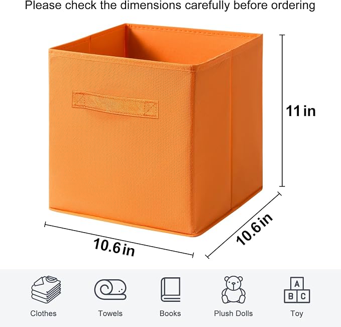 Fabric Storage Bins - 6 Pack Collapsible Cube Organizer for Closet, Shelves & Living Space, Pastel & Dark Color Options - Foldable Storage Boxes with Handles for Clothes (Dark Colors, 11 inch)