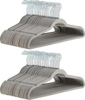 Amazon Basics Slim Velvet Non-Slip Space Saving Suit Clothes Hangers for Closet Organization, Gray/Silver, 100-Pack