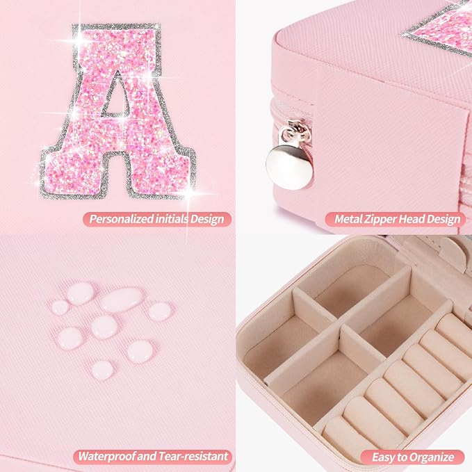 Uygafly Gifts for Teen Girl Trendy Stuff,Birthday Gift for 5 6 7 8 9 10 11 12 13 14 15 Year Old Girls,Cute Travel Jewelry Case Small Box | Pink,A