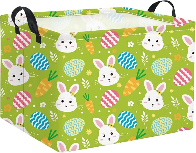 Rectangular Easter Bunny Storage Basket for Kids & Baby - Cute Toy Storage Bin and Organizer - Room Decor