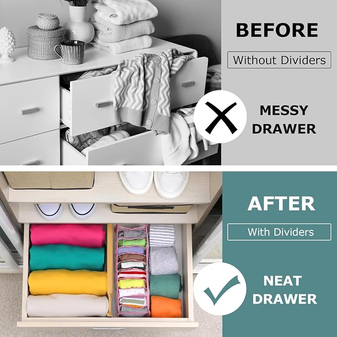 Lzerking Kitchen Drawer Dividers 4 Pack, Adjustable Bamboo Drawer Organizer, 17-22" Expandable Utensil Organizer for Kitchen, Dresser, Closet, Bedroom, Bathroom