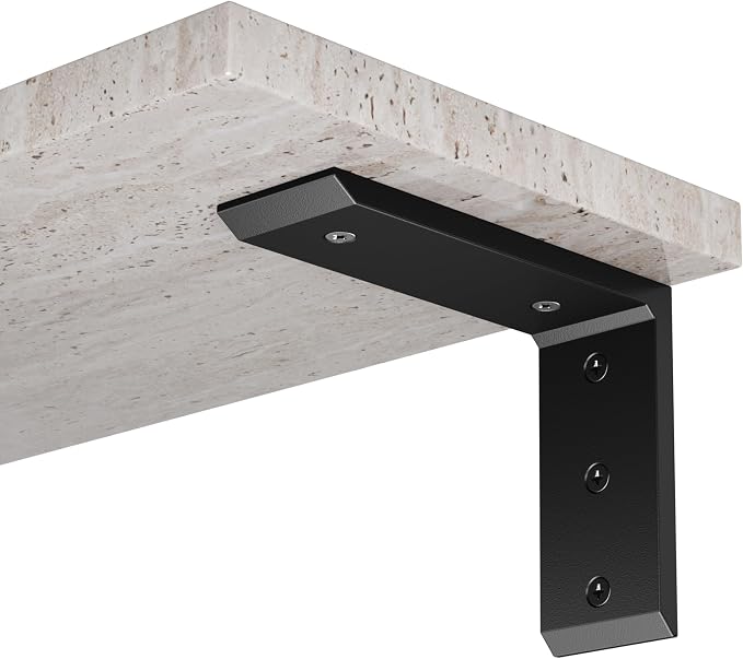 NEODROP 4-Pack 16 Inch Countertop Support Brackets, Heavy Duty L Brackets for Quartz/Wood/Laminate/Granite Countertops | 3/8" Thick Metal Steel | Frosted Black Powder Coated